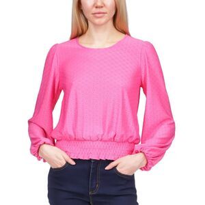 Michael Kors Faux-eyelet Smocked Top In Cerise S